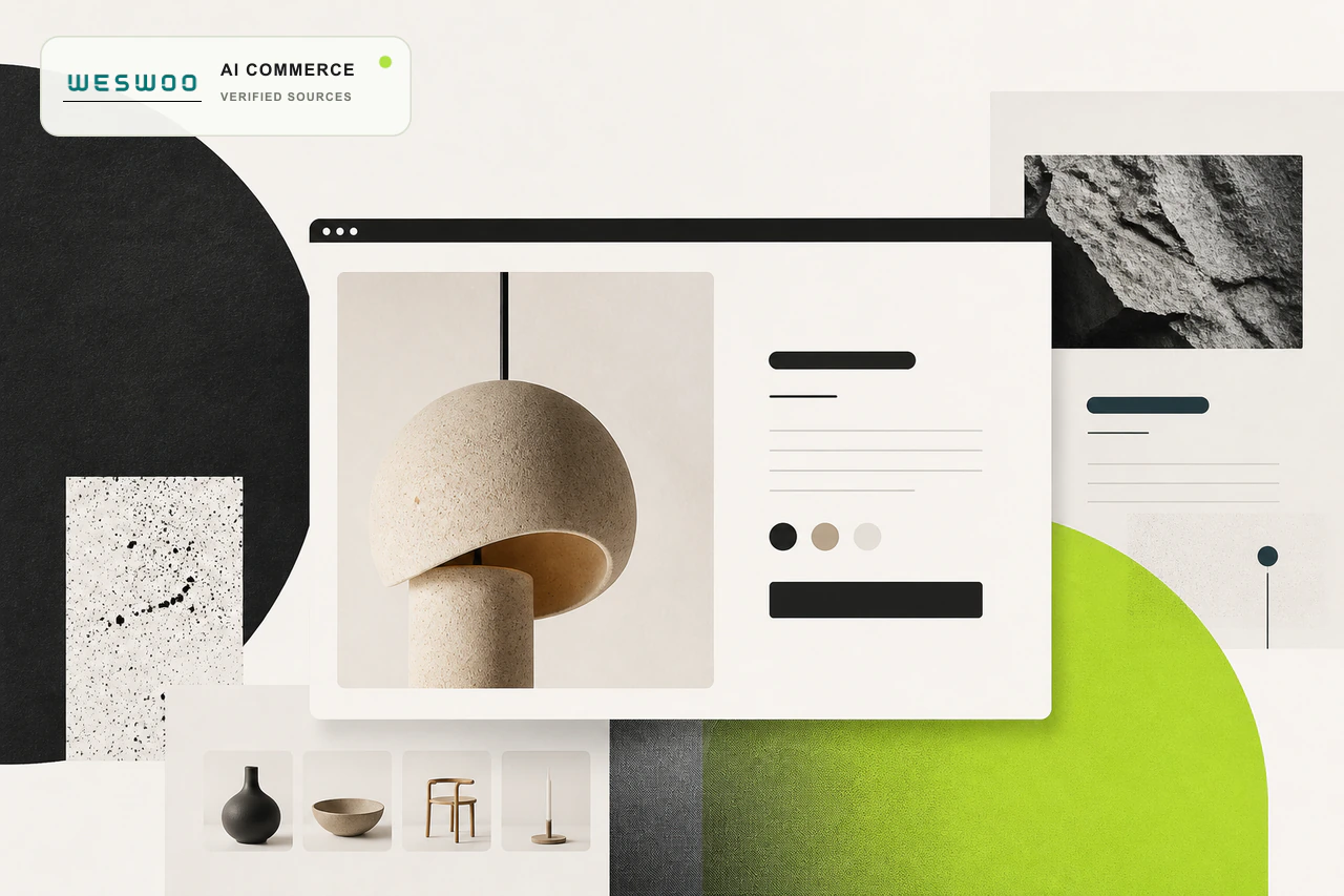 Editorial visual of Shopify product data becoming source-backed AI answers