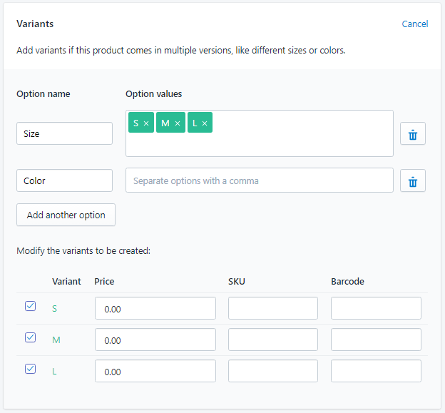 Shopify单个产品上传 – 变体产品设置 Variants插图(2)